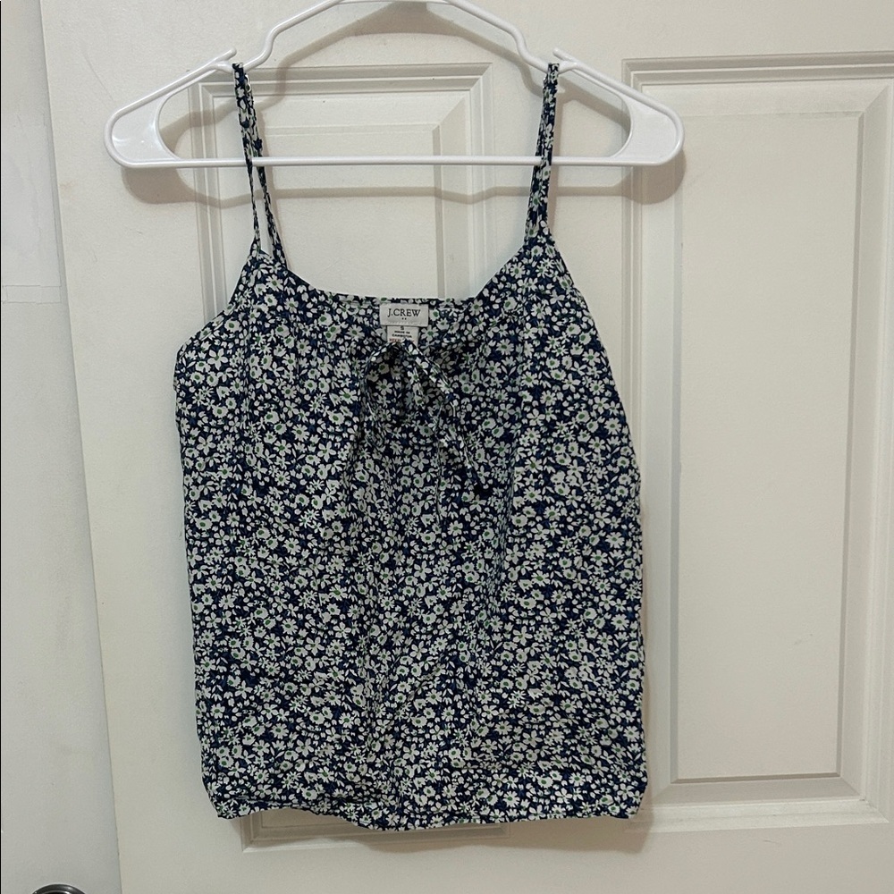 J. Crew Floral Cami Strap Tied Top size small blue Sleeveless tank top